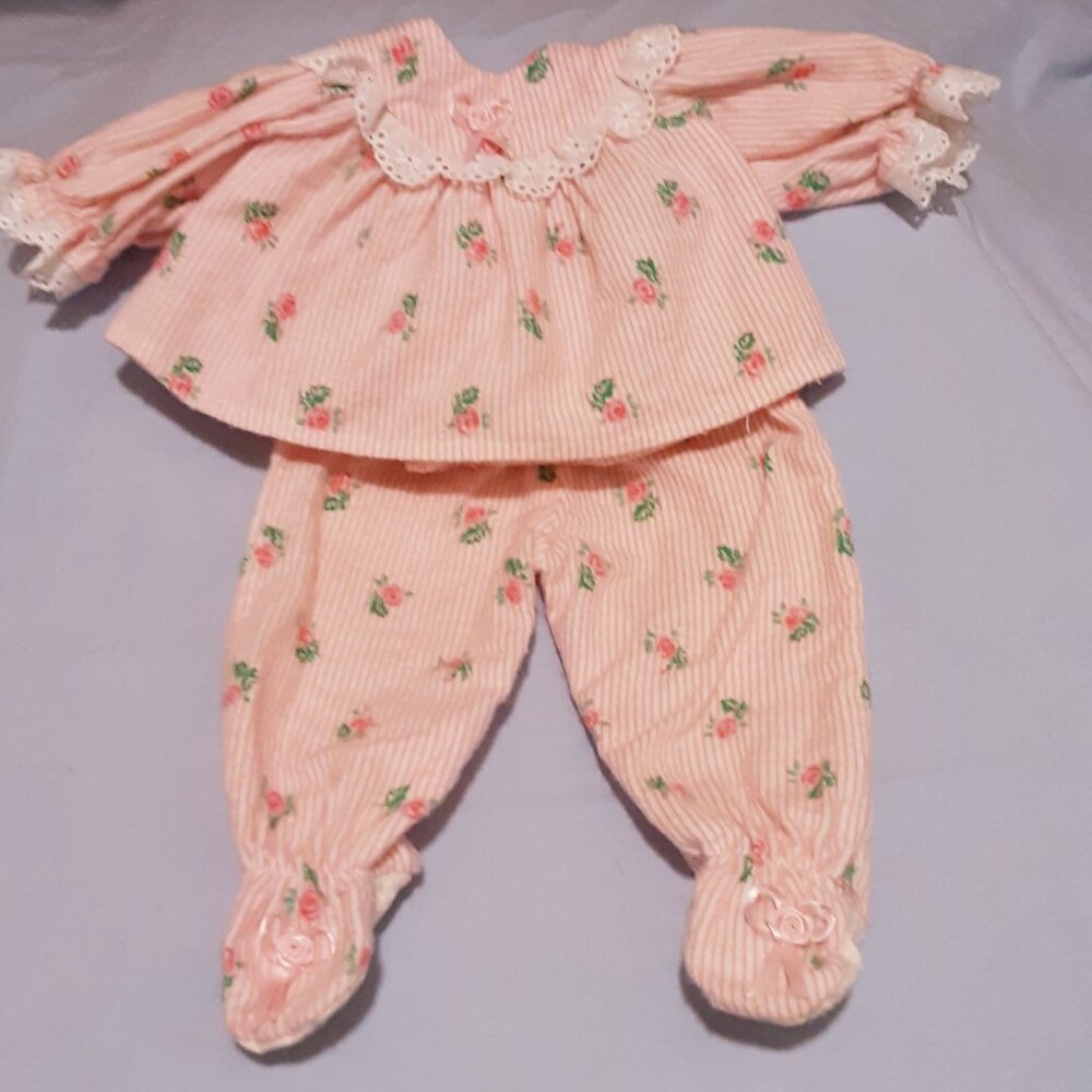"Everything's Coming Up Rose's" Handmade  Footed Pajamas for American Girl Doll